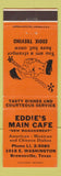 Matchbook Cover - Eddie's Main Cafe Brownsville TX