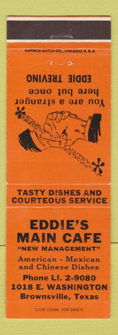 Matchbook Cover - Eddie's Main Cafe Brownsville TX