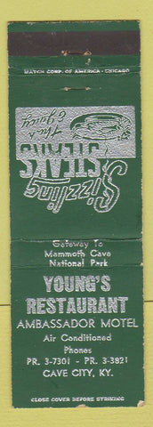 Matchbook Cover - Young's Restaurant Ambassador Motel Cave City KY WEAR