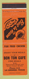 Matchbook Cover - Bon Ton Cafe La Grange TX
