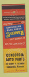 Matchbook Cover - Ramco Piston Rings Concordia KS Auto Parts