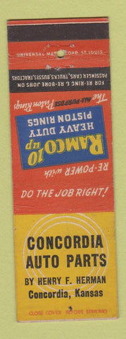 Matchbook Cover - Ramco Piston Rings Concordia KS Auto Parts