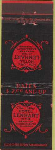 Matchbook Cover - Hotel Lenhart Sacramento CA