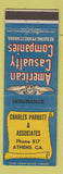 Matchbook Cover - Charles Parrott Insurance Athens GA