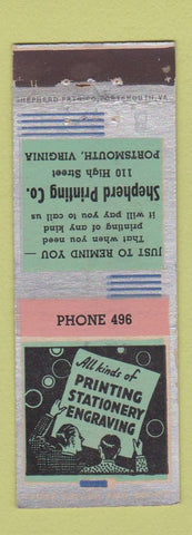 Matchbook Cover - Shepherd Printing Company Potsmouth VA