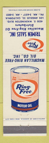 Matchbook Cover - Ring Free oil gas Trimen Sales Macmillan Los Angeles CA