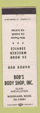 Matchbook Cover - Bob's Body Shop auto glass Woodland WA