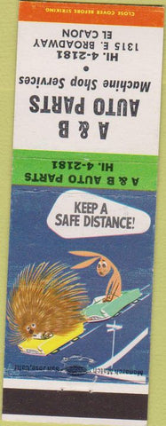 Matchbook Cover - A and B Auto Parts El Cajon CA
