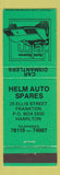 Matchbook Cover - Helm Auto Spares parts Hamilton Frankton New Zealand