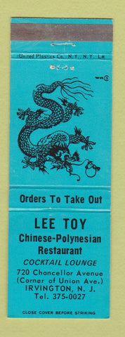 Matchbook Cover - Lee Toy Chinese Restaurant Irvington NJ