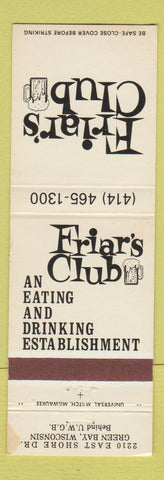 Matchbook Cover - Friar's Club Green Bay WI WEAR