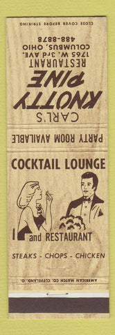 Matchbook Cover - Carl's Knotty Pine Restaurant Columbus OH