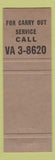 Matchbook Cover - Towson House MD restaurant WEAR