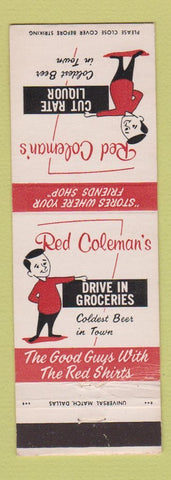 Matchbook Cover - Red Coleman's Cut Rate Liquor  Dallas Terrell TX Grocery