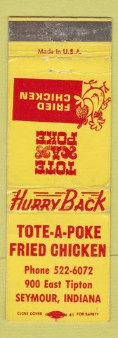 Matchbook Cover - Tote A Poke Fried Chicken Seymour IN WEAR