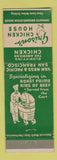 Matchbook Cover - Grison's Chicken House San Francisco cA