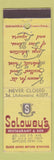 Matchbook Cover - Solowey's Restaurant Bar New York City