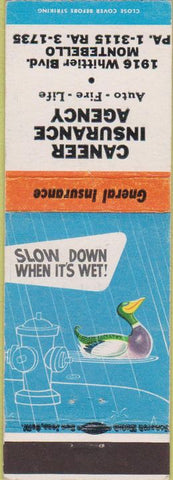 Matchbook Cover - Caneer Insurance Montebello CA