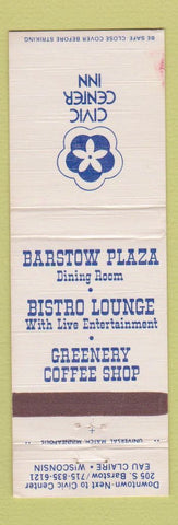 Matchbook Cover - Civic Center Inn Eau Claire WI
