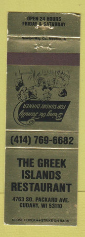 Matchbook Cover - Greek Islands Restaurant Cudahy WI WEAR