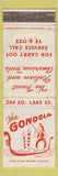 Matchbook Cover - The Gondola Italian Restaurant WEAR