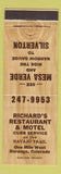 Matchbook Cover - Richard's Restaurant Motel Durango Colorado Mesa Verde