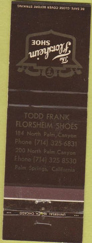 Matchbook Cover - Florsheim Shoes Palm Springs CA