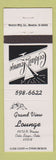 Matchbook Cover - Grand View Lounge Colorado Springs
