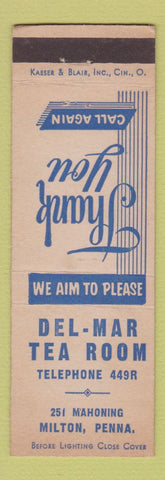 Matchbook Cover - Del Mar Tea Room Milton PA