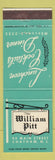 Matchbook Cover - William Pitt Restaurant Chatham NJ