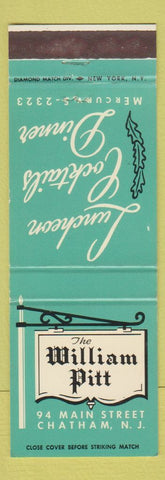 Matchbook Cover - William Pitt Restaurant Chatham NJ