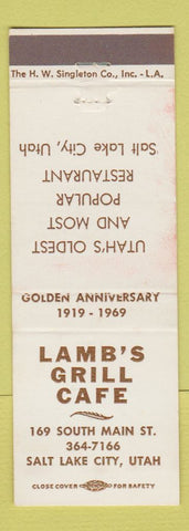 Matchbook Cover - Lamb's Grill Cafe Salt Lake City UT