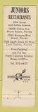 Matchbook Cover - Juniors Restaurant Miami Beach FL