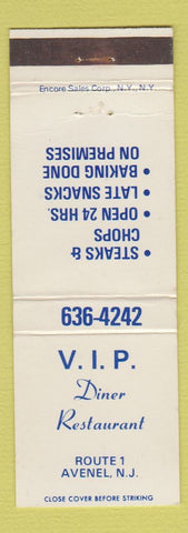 Matchbook Cover - VIP Diner Restaurant Avenel NJ