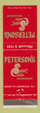 Matchbook Cover - Peterson's Sunset Cabin Restaurant Lakewood NJ