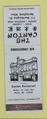 Matchbook Cover - Canton Chinese Restaurant Springfield MA