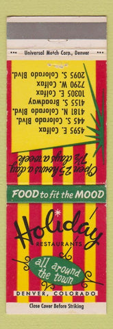 Matchbook Cover - Holiday Restaurants Denver Colorado Colfax