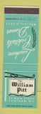 Matchbook Cover - William Pitt Restaurant Chatham NJ