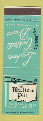 Matchbook Cover - William Pitt Restaurant Chatham NJ