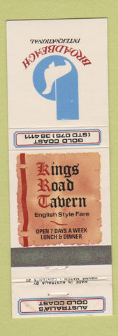 Matchbook Cover Broadbeach International Kings Road Tavern Golf Coast Australia