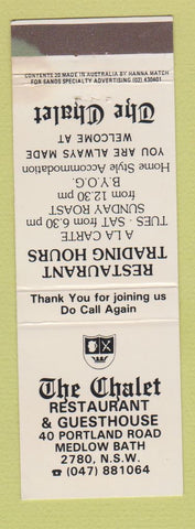 Matchbook Cover - Chalet Restaurant Guesthouse Medlow Bath Australia WEAR