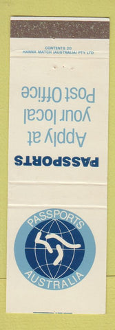 Matchbook Cover - Passports Australia Post Offices