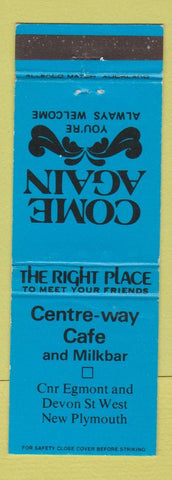 Matchbook Cover - Centre Way Cafe Milkbar New Plymouth New Zealand