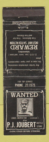 Matchbook Cover - PJ Joubert Liquor Store South Africa WEAR