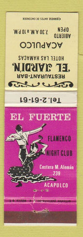 Matchbook Cover - Restaurant El Jardin Acapulco Mexico girlie Hotel Las Hamacas