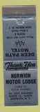 Matchbook Cover Norwich Motor Lodge Norwich NY Deer Path Motel New Berlin SILVER