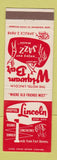 Matchbook Cover - Hotel Lincoln Ayer MA Wigwam Bar Jazz