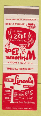 Matchbook Cover - Hotel Lincoln Ayer MA Wigwam Bar Jazz