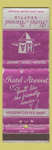 Matchbook Cover - Hotel Atwood Seattle WA WEAR #1