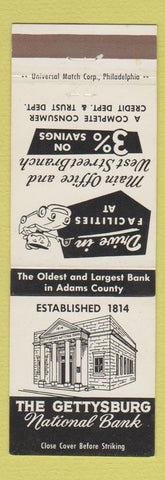 Matchbook Cover - Gettysburg National Bank PA